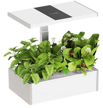 Spacetronik Smart Garden Indoor - Hydroponisches Anzuchtsystem mit Höhenverstellbares LED-Pflanzenlampe und Bewässerungssytem - 20 Hülsen, LCD-Display, 10L Wassertank