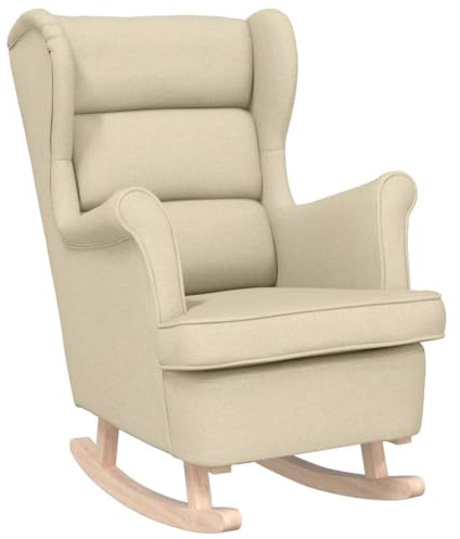 vidaXL Sedia a Dondolo Crema 74x90x102 cm in Tessuto, sedia, sedia da salotto, sedia relax, sedia a sdraio, posti a sedere, dondolo, sedia relax