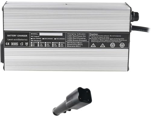 240W Chargeur de batterie au plomb pour voiture,12V 10A/24V 7A/36V 5A/48V 4A/60V 3A/72V 2.5A,chargeurs de Batteries au Plomb,pour Voitures, camions, tondeuses à Gazon,Bateaux,Batteries Marines(Plug S,