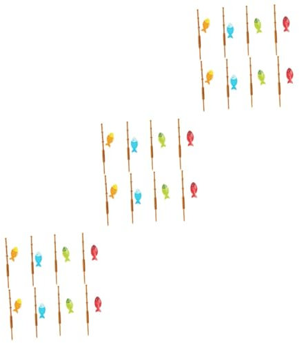 ifundom 24pcs Unique Cupcake Toppers Fishing Rod Cake Ornaments Party Supplies for Boys and Girls Desserts
