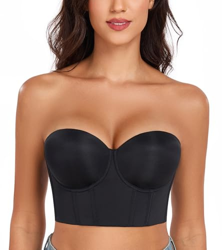 Lemorosy Soutien-Gorge Femme Armature Corset Pushup sans Bretelle | Grande Taille Support Antidérapant Moulé Bonnet complet, baleines anti-enroulement, remodèle dos et buste.