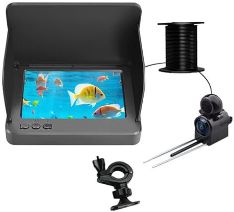 Unterwasser-Angelkamera Fischfinder, 5000 mAh IP67 wasserdichte Weitwinkelkamera mit Infrarot-Nachtsicht, HD-IPS-Display, Angelausrüstung, Unterwasser-Viewer-Drohne für Eisfluss und Boot