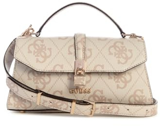 GUESS Queensland Top Handle Flap Bag Dove Logo