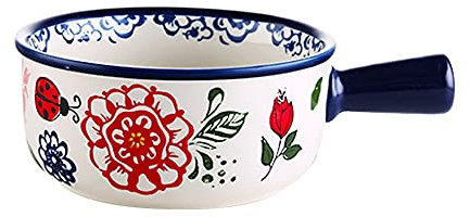 Suppenschalen aus Keramik mit Griffen, 425 ml, Porzellan, Servierschalen für Suppe, Chili und Rindfleisch, 4 Stück