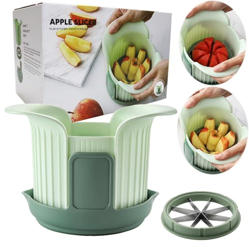 Apple Slicer with Stand – 8 Slice Heavy Duty Apple Cutter & Corer, Sharp Stainless Steel Blades, Dishwasher Safe Kitchen Tool for Large Apples (Up to 3.8 IN)