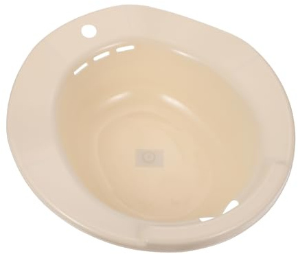 Homoyoyo Sitzbad für Toilettensitz aus Gesundem Material Beige mit Aufhängeloch zur Wandbefestigung Komfortables Hockbecken für Schwangere Wochenbettpflege und Ältere Menschen