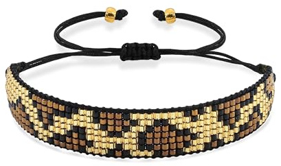 Joya Love Bracciale da donna surfista, regalo leopardato, motivo bohémien, regolabile, realizzato a mano, con motivo selvatico, Acciaio inossidabile, Senza Gemstone