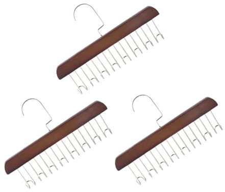 TEMPNAP Appendiabiti Multiuso Per Armadio Con 8 Ganci in Legno e Acciaio, Organizer Salvaspazio Per Sciarpe, Cinture e Cravatte, Set Da 3 Pezzi Per Guardaroba Camera Da Letto e Ufficio