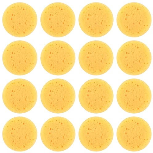 Ymapinc 16 Stück Rund Töpferschwamm Malen Schwämme Schwämmchen Schule für DIY Keramik Kunst Gesichtsmalerei Keramik Küche Reinigung(7x7cm)