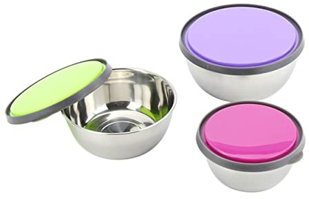 Healifty Contenedores De Alimentos De Acero Inoxidable Apilables 3 Piezas, Recipientes Con Tapa Hermética, Resistentes y Ligeros, Para Almuerzo, Picnic y Almacenamiento El Hogar