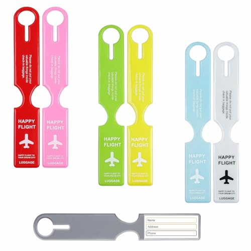 6 Stück Kofferanhänger Wasserdicht Gepäckanhänger Flexibler Kofferanhänger | PVC mit Namensschild Adressschild für Geeignet Flugreisen Reisetaschen