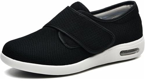 Genérico Zapatos Ortopédicos Sandalias Diabéticas Zapatillas para Rehabilitación Ajustables Zapatillas para Caminar Calzado de Trabajo para Pies Hinchados de Ancianos(Negro,46 EU)