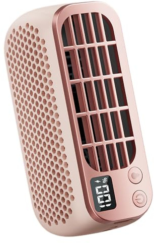 Alomejor Ventilador sin Aspas de Escritorio, Ventilador de Refrigeración Recargable por USB, 5 Velocidades de Viento, Luz Nocturna para el Hogar, Oficina, Camping, Rosa (PINK)