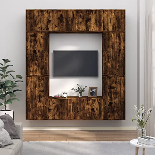 Générique Ensemble de Meubles TV 8 pcs Chêne fumé Bois d'ingénierie,Meubles, Meubles TV,3188643