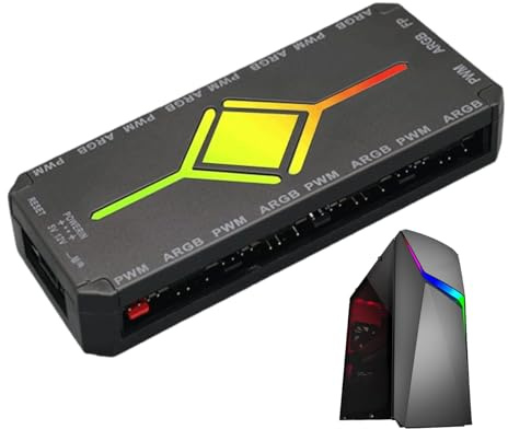 LED ARGB-, fjärrstyrd 3-stifts PWM-fläktdelare och belysningstillbehör, justerbar färgfunktion, RGB-fläktkontroll för spelare män kvinnor med hemkontor festinställning