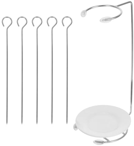 Toddmomy Supporto per Barbecue Sospeso in Acciaio Inox con 5 Spiedini per Grigliare Kebab, Porta Spiedini Leggero e Portatile per Grigliate All’aperto, Picnic e Campeggio