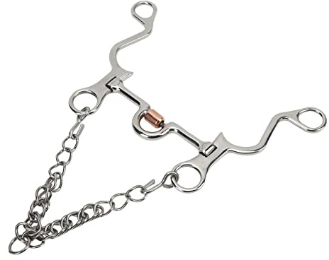 FILFEEL Elegant Pelham Bit Steel Horse Bit med Kopparrulle och Kedja Equestrian Performance Tool 130MM (120 MM)