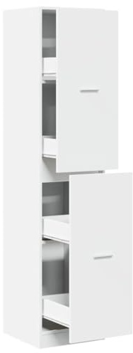 QJBSAVVA Armadio per farmacie, bianco, 40 x 41 x 174,5 cm, armadietto estraibile stretto in legno con 4 cassetti, armadietto salvaspazio per cucina, soggiorno e ufficio domestico