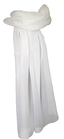 Avenella Uni-Farbener Chiffon Seidenschal, ca. 180x50 cm; 100% Seide, feine glatte Seide, leicht transparent; Weiss (REINWEISS), Schwarz, Dunkelblau, Grün oder Rot