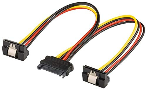 PerfectHD PC Y Stromkabel | Stromadapter | SATA Stecker (15-polig) > 2x SATA Stecker 90° (15-polig) | SSD HDD Festplatte Strom Adapterkabel Verbindungskabel Molex IDE DVD S-ATA gewinkelt