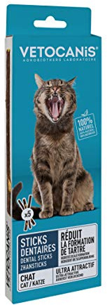 Vetocanis Anti-Kalk-Sticks für Katzen, 100% natürlich, 5 Stäbchen, Reinigung der Zähne und Pflege