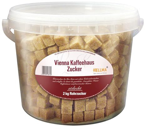 Hellma Kaffeehauszucker Vienna, Zucker, Portionszucker, Feinzucker, Zuckerwürfel, für Gastro, Hotel, Büro, Kantine, 2 Kg Eimer