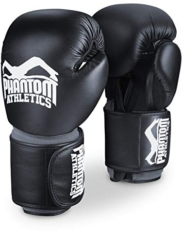 Phantom Elite ATF Gants de boxe professionnels pour homme et femme (45 g, noir/gris)