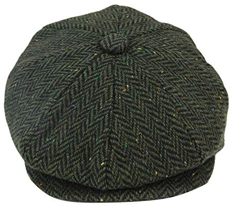 TruClothing 8 Panel Vintage Baker Boy Hat Newsboy Tweed Wool Herringbone 1920s Peaky