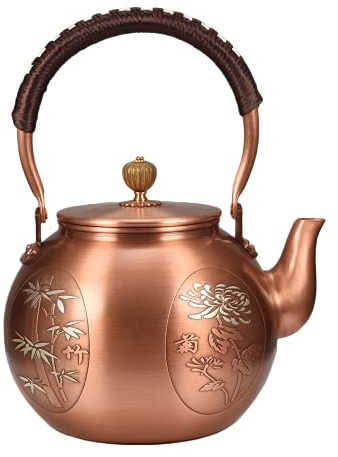 Handgefertigter Kupfertopf mit kochendem Wasser, reine Kupfer-Teekanne, Retro-Gesundheit, Kung-Fu-Teekanne ohne Beschichtung, 1400 ml (Typ 2)