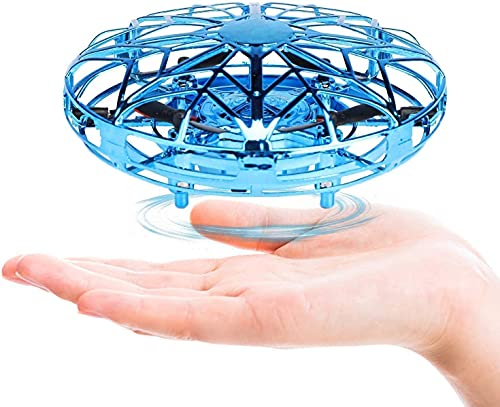Flying Ball UFO Mini Drone controlado a mano, avión controlado a mano, platillo volante de cuatro ejes de inducción infrarroja, Flying Toys Aircraft Games presenta regalos para niñas, niños (Azul)