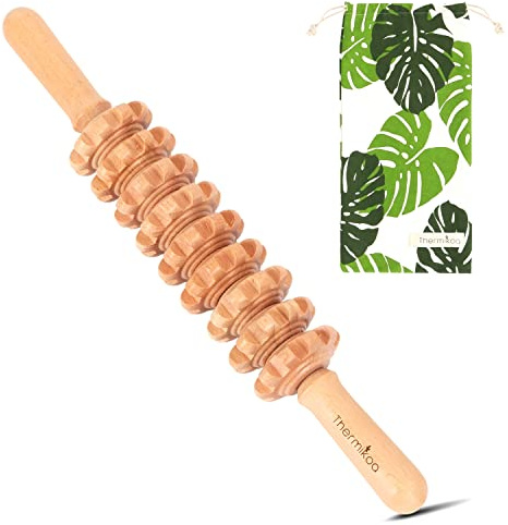 Cellulite Massagegerät für Massage Holz, Massage Roller Anti Cellulite, Massageroller mit Griff für Maderotherapie, Massagegerät Holz , Holztherapie, Cellulite Roller Thermikoa