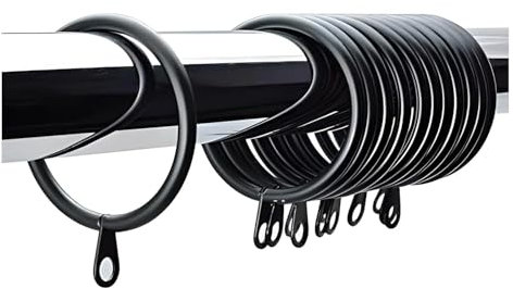 Metal Black Curtain Pole Rings 40mm - Pack of 36 Sliding Eyelet Rings for Large Curtains