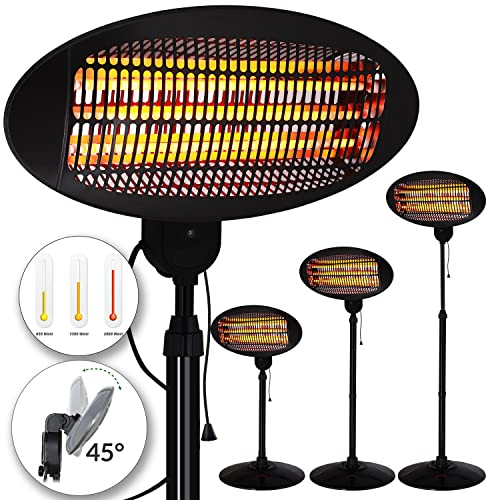 Monzana® Calefactor Infrarrojo Exterior 2000W Estufa Radiante Terraza Radiador 3 Niveles de Calor