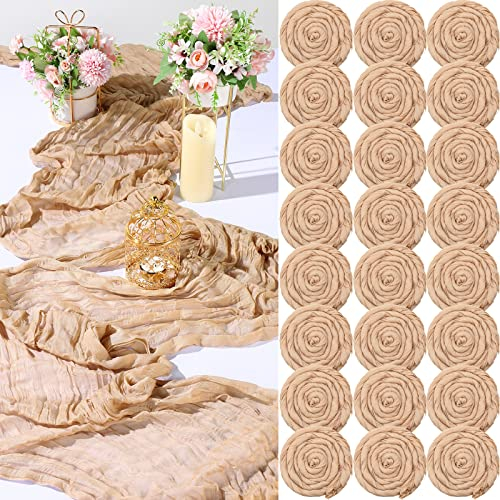 Shimeyao Seihtuch-Tischläufer, Hochzeit, Champagner, rustikal, Gaze, Käsetuch, Tischläufer, 308 cm lang, Feiertagstischdecke für Hochzeit, Babyparty, Dekoration, Champagner, 24 Stück