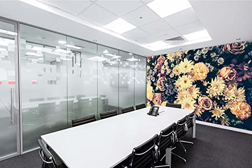 Vlies Fototapete BLUMEN IM VINTAGE-STIL 375 x 250 cm (inkl. Kleister) - Vlies Tapete, Wandtapete, Wandbilder - Tapete für Wohnzimmer Schlafzimmer, Büro, Küche - Montagefertig