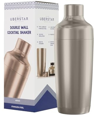 Coctelera aislada de acero inoxidable con colador/doble pared aislamiento al vacío colador de cóctel de metal