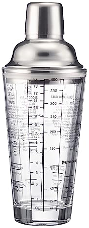 Westmark Shaker per cocktail Sam – shaker con bilancia e colino, miscelatore professionale per cocktail, accessori per bar, include ricette – acciaio inox, vetro, 400 ml