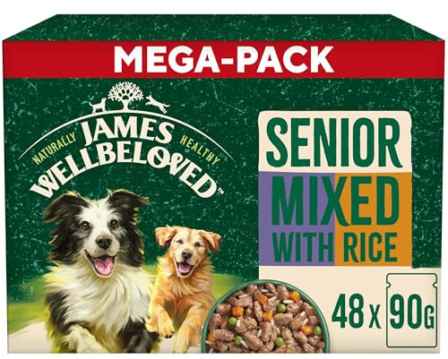 James Wellbeloved Senior Dog Food with Turkey Lamb and Chicken in Gravy Pouch 48 x 90 g