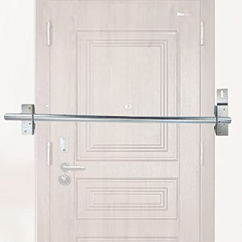 QZATACAEN Barra de puerta de seguridad, tope de puerta, barricada, seguridad, barra de seguridad, dispositivos de seguridad para puerta de casa, 44 pulgadas, plata, 111,8 cm