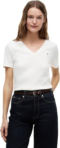 Tommy Hilfiger Camiseta de Manga Corta Mujer New Slim Cody V-Neck Cuello de Pico