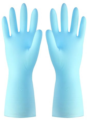 Reusable Household Cleaning Gloves,Extra Thickness＆Long Sleeves,Reusable Rubber Dishwashing Cleaning Gloves for Kitchen Cleaning Working Painting Gardening Pet Care (Dark Blue)