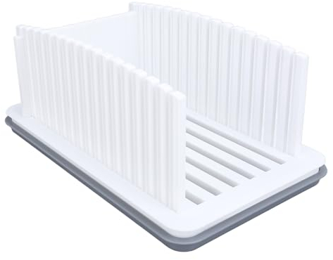 Guida per Affettare il Pane Regolabile con Vassoio Raccoglibriciole, Adatta a Pagnotte Fino a 1 Kg, Taglierina per Pane Pieghevole in Plastica Compatta per Pagnotta Fatta in Casa