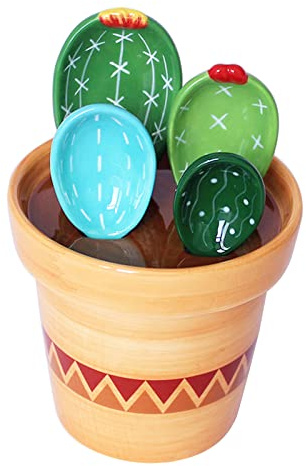 Ceramic Cactus Measuring Spoons with Holder Set Baking Measuring Spoons Kitchen Cooking Baking Sugar Add Scoops Supplies