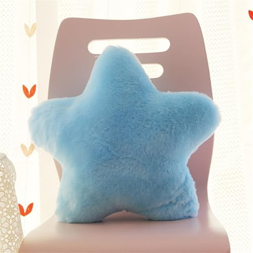 38 cm Kuschelkissen Kinder Sternkissen Weiche Flauschige Sternform Zierkissen Sofakissen, Plüsch Kissen Dekokissen für Kinderzimmer Schlafzimmer Deko (Blau)