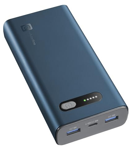 Cellularline - Fast PD 20000 - Cargador portátil rápido - Power Delivery 20000 mAh - +144 Horas de Carga - Puerto USB-C: Input 18W/Output: 20W PD - 2 Puertos USB: Output: 18W - Azul
