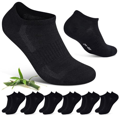 Cirorld Calzini Bambù Sportivi per Donna e Uomo 39-42,43-46, 6 Paia Corti Traspiranti, Antibatterici e Anti-Odore, Assorbimento Umidità per Running