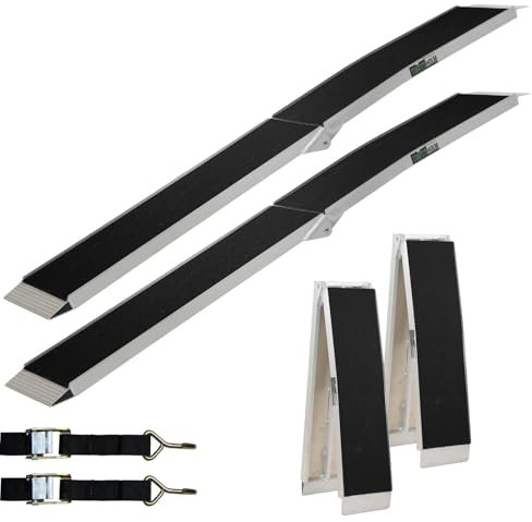 TRUTZHOLM 2 x Auffahrrampe klappbar 228 cm 340 kg Traglast Alu Anti Rutsch E-Bike- Fahrradrampe Motorradrampe