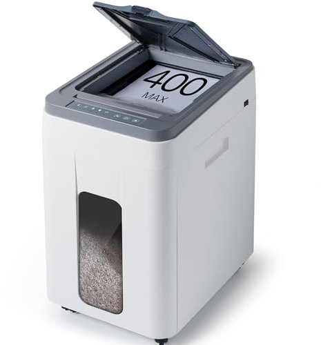 Lapsight 400-Blatt Autofeed Gewerblich Papierschredder: Non-Stop P5 Mikroschnitt Aktenvernichter für Zuhause und Büro, Zerkleinert Papier/Karten/Hefter, Aktenvernichter Professionell mit 50 L Behälter