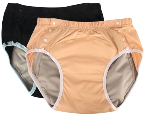 2 Stück Stoffwindeln für Erwachsene Waschbar Wiederverwendbar und Verstellbar Windel Inkontinenz Höschen für Altere Menschen Auslaufsichere Inkontinenz Pants(Orange+Black,Small)