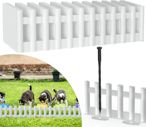 Froadp Bordo per aiuole, 43 x 12 cm, in plastica, per giardino, 18 pezzi, colore: bianco